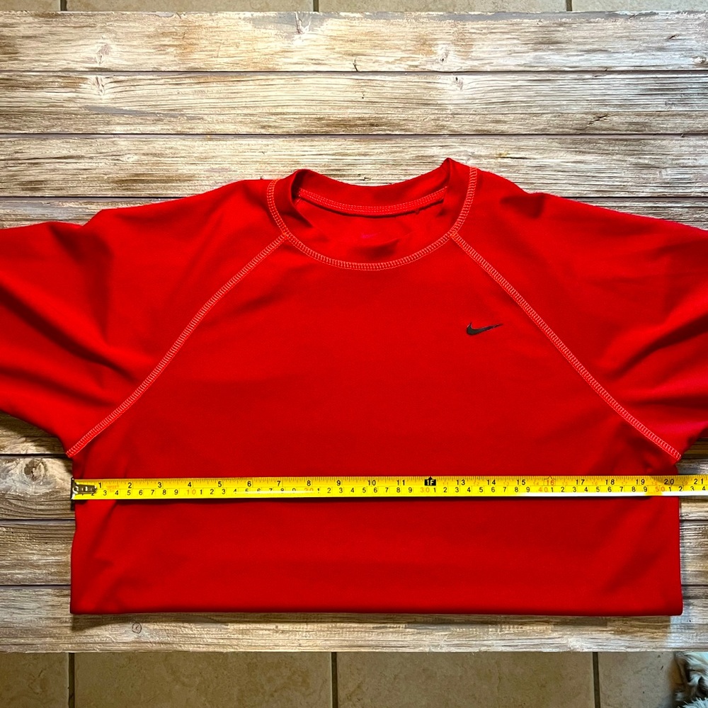 Nike Dri-fit shirt red with crazy orange stitching medium